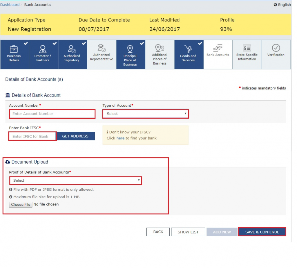 Step 11 to Register a startup or SMB under GST