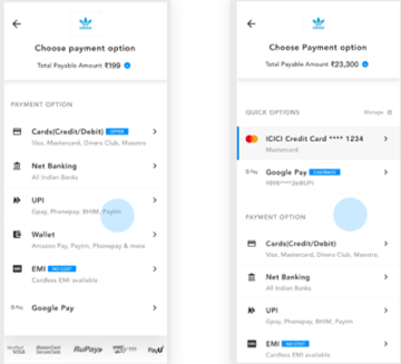 Payment checkout screen