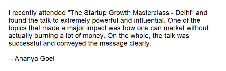 PayUmoney Startup Growth Masterclass Delhi Feedback